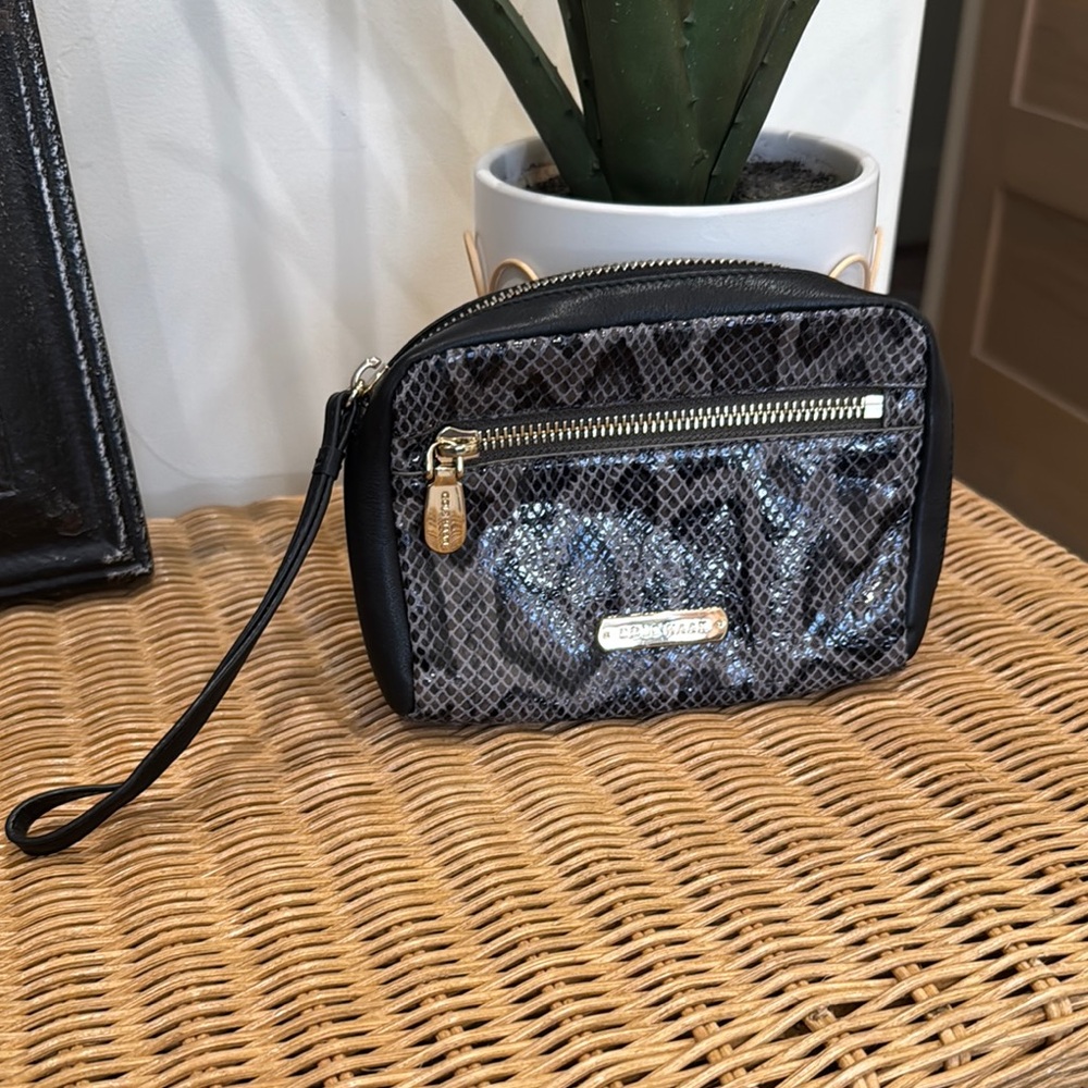 Cole Haan Black and Gray Geometric Wristlet